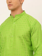 Jompers Men's Green Woven Design Kurta Pajama | Grocsy