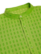 Jompers Men's Green Woven Design Kurta Pajama | Grocsy