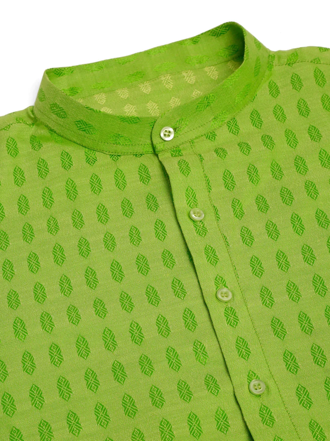 Jompers Men's Green Woven Design Kurta Pajama | Grocsy