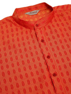 Jompers Men's Red Woven Design Kurta Pajama | Grocsy