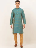 Jompers Men's Blue Embroidered Kurta Payjama Sets | Grocsy