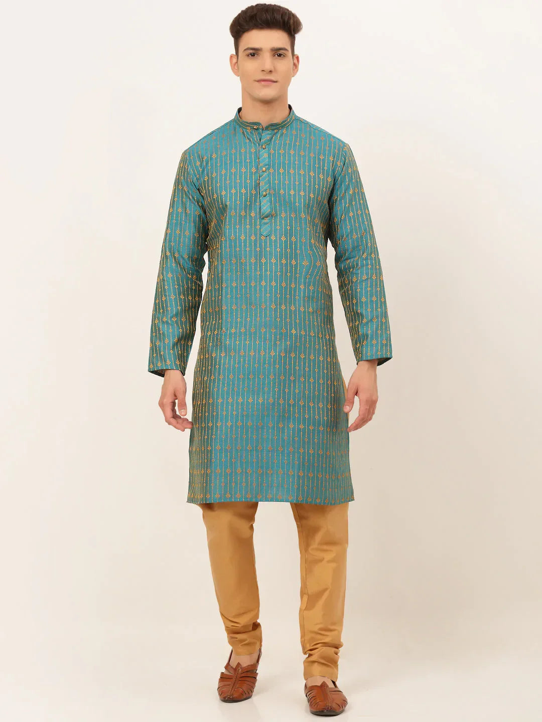 Jompers Men's Blue Embroidered Kurta Payjama Sets | Grocsy
