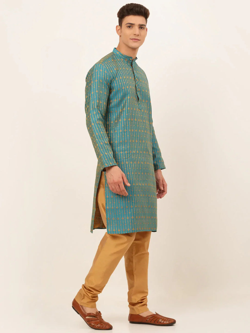 Jompers Men's Blue Embroidered Kurta Payjama Sets | Grocsy