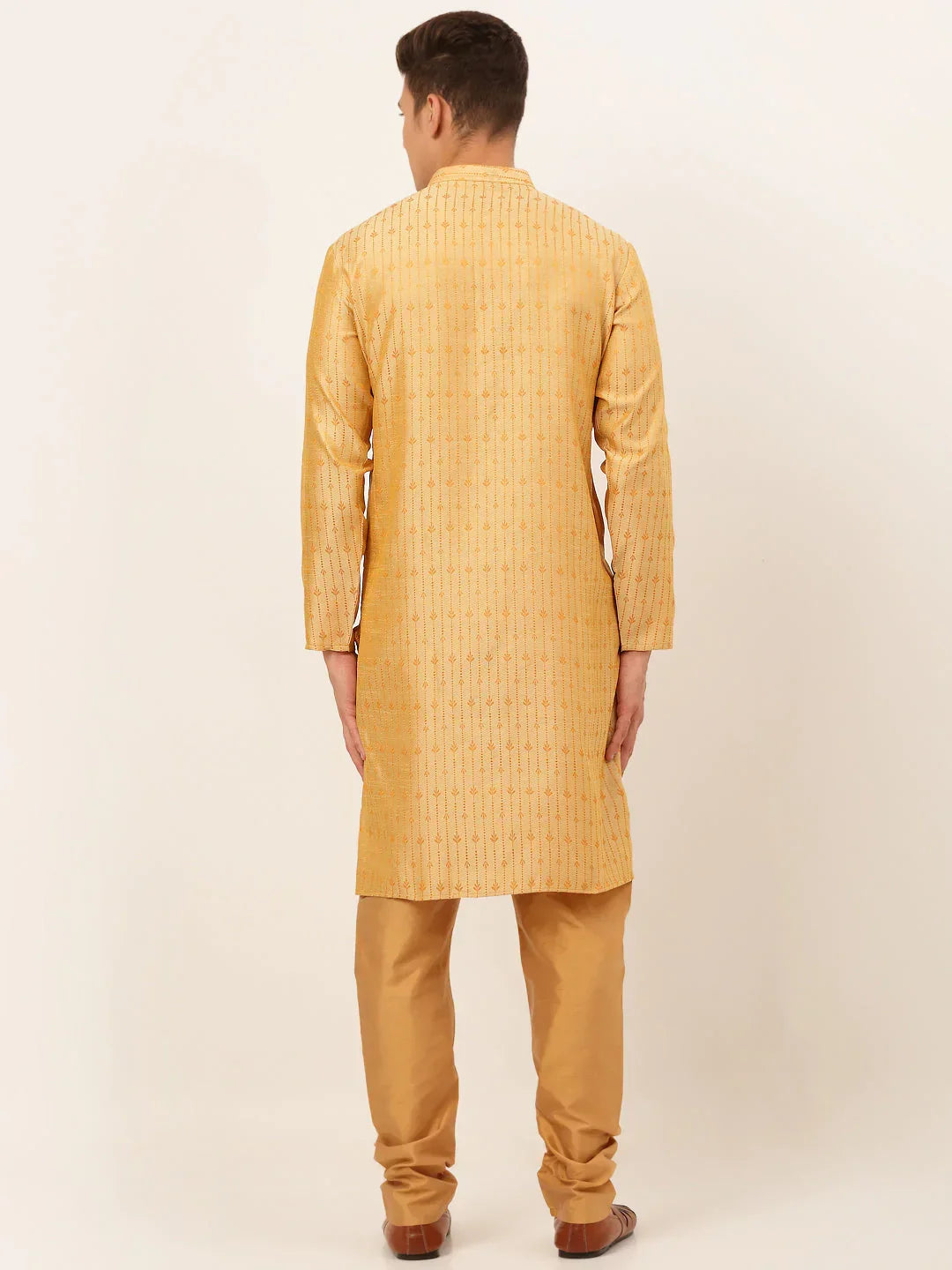Jompers Men's Golden Embroidered Kurta Payjama Sets | Grocsy
