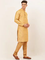 Jompers Men's Golden Embroidered Kurta Payjama Sets | Grocsy
