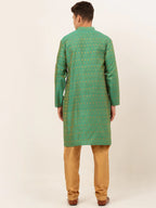 Jompers Men's Green Embroidered Kurta Payjama Sets | Grocsy