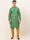 Jompers Men's Green Embroidered Kurta Payjama Sets | Grocsy