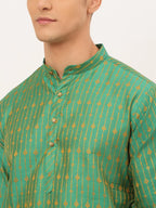 Jompers Men's Green Embroidered Kurta Payjama Sets | Grocsy