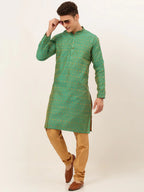 Jompers Men's Green Embroidered Kurta Payjama Sets | Grocsy