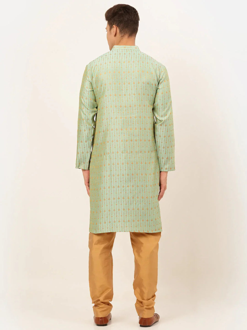 Jompers Men's Lime Green Embroidered Kurta Payjama Sets | Grocsy