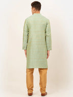 Jompers Men's Lime Green Embroidered Kurta Payjama Sets | Grocsy