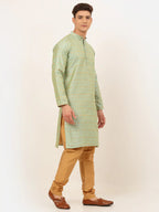 Jompers Men's Lime Green Embroidered Kurta Payjama Sets | Grocsy
