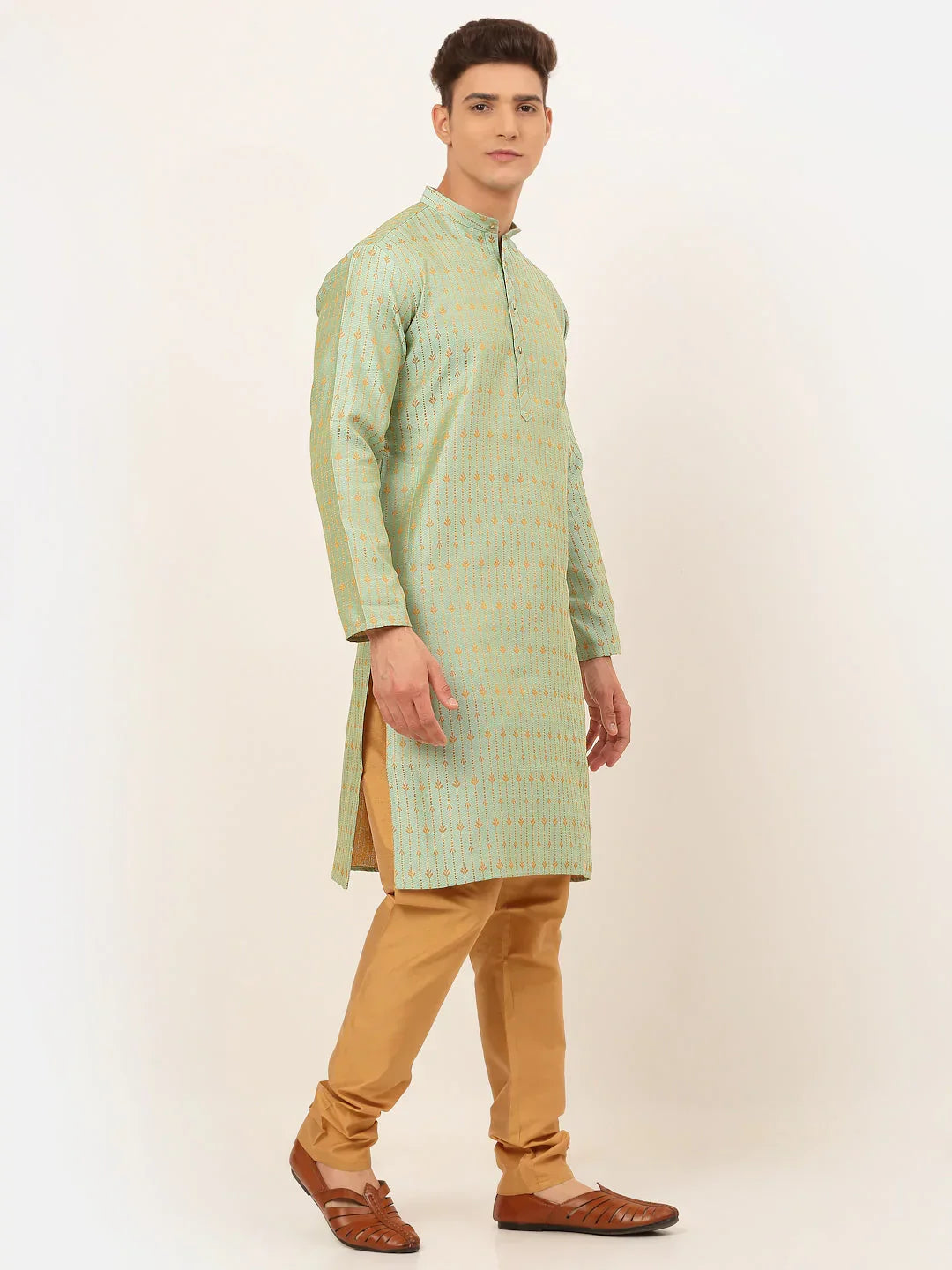 Jompers Men's Lime Green Embroidered Kurta Payjama Sets | Grocsy