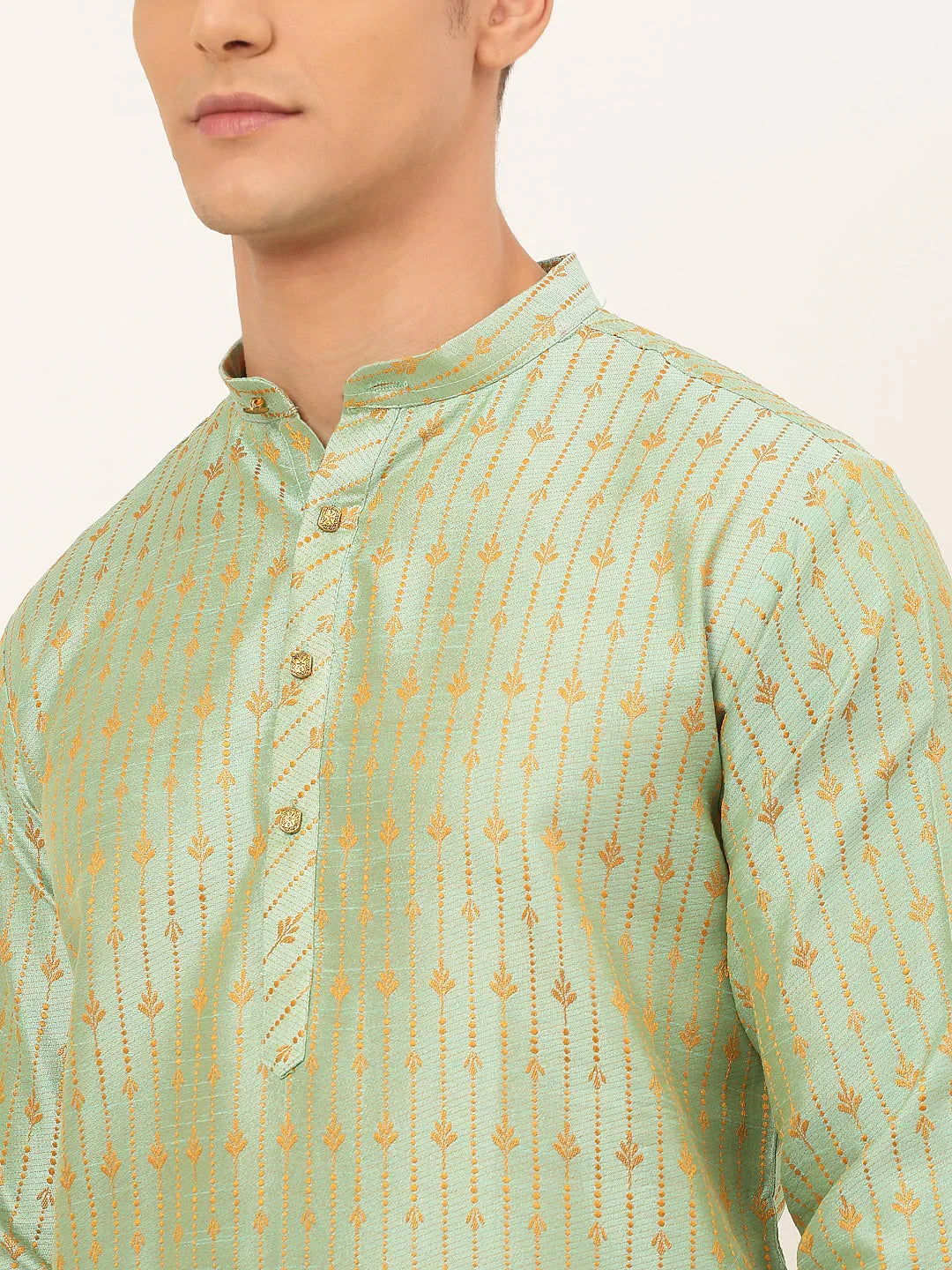 Jompers Men's Lime Green Embroidered Kurta Payjama Sets | Grocsy