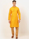 Jompers Men's Mustard Embroidered Kurta Payjama Sets | Grocsy