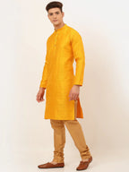 Jompers Men's Mustard Embroidered Kurta Payjama Sets | Grocsy