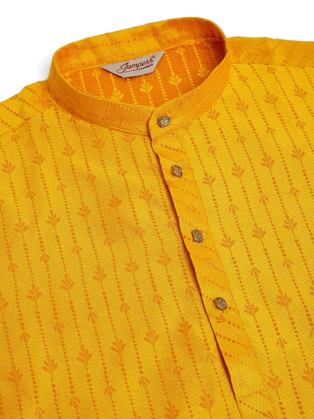 Jompers Men's Mustard Embroidered Kurta Payjama Sets | Grocsy