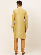 Jompers Men's Yellow Embroidered Kurta Payjama Sets | Grocsy