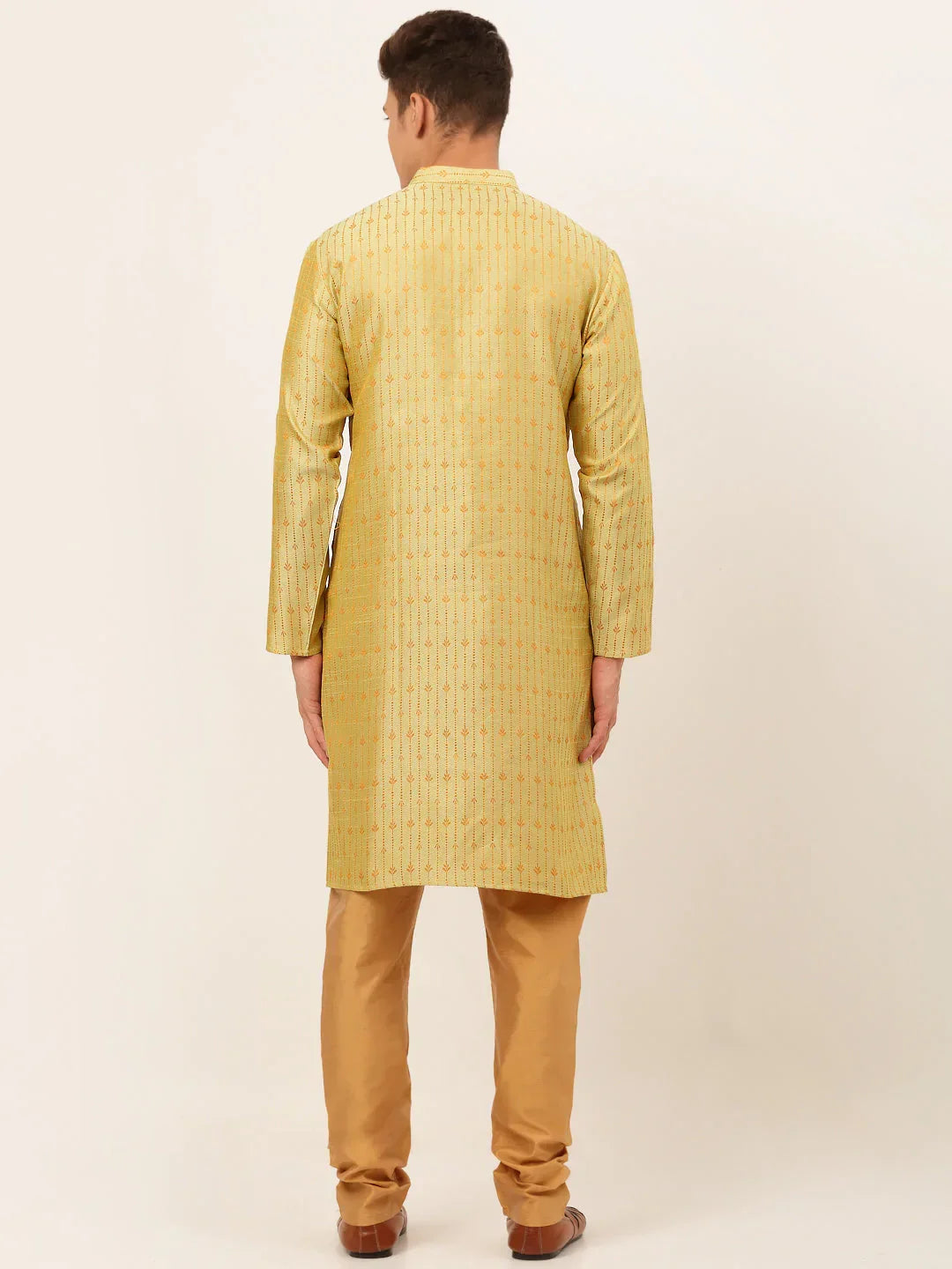 Jompers Men's Yellow Embroidered Kurta Payjama Sets | Grocsy