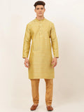 Jompers Men's Yellow Embroidered Kurta Payjama Sets | Grocsy