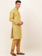 Jompers Men's Yellow Embroidered Kurta Payjama Sets | Grocsy