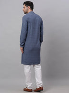 Jompers Men's Grey Chikankari Embroidered and Sequence Kurta with Churidar | Grocsy