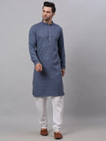 Jompers Men's Grey Chikankari Embroidered and Sequence Kurta with Churidar | Grocsy