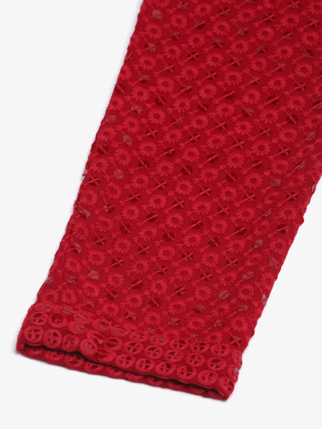 Jompers Men's Maroon Chikankari Embroidered and Sequence Kurta with Churidar | Grocsy