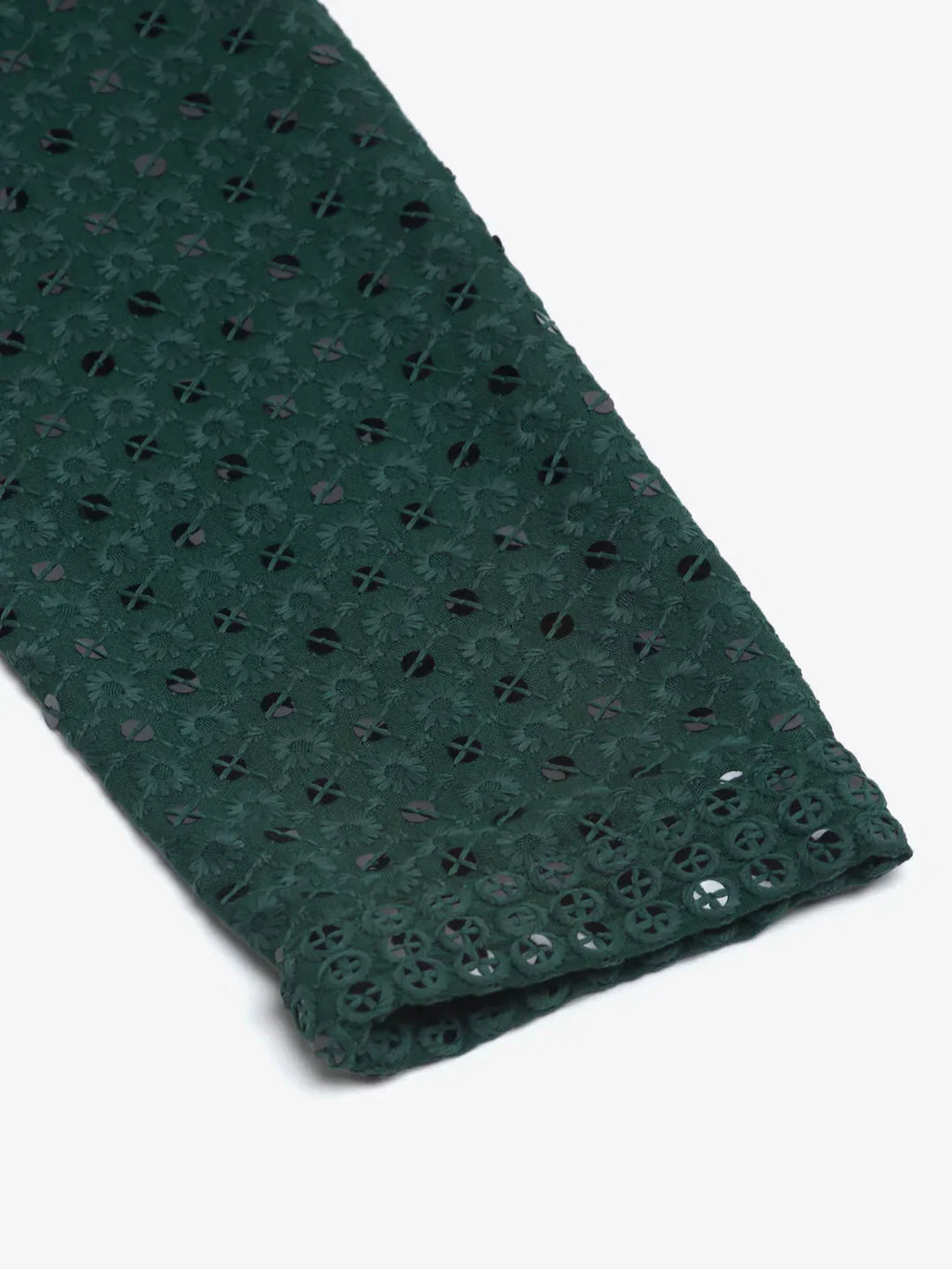 Jompers Men's Olive Green Chikankari Embroidered and Sequence Kurta with Churidar | Grocsy
