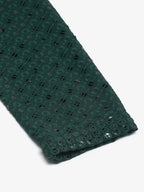 Jompers Men's Olive Green Chikankari Embroidered and Sequence Kurta with Churidar | Grocsy