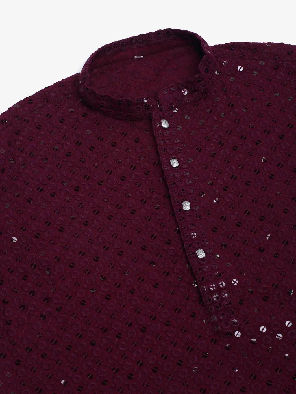 Jompers Men's Purple Chikankari Embroidered and Sequence Kurta with Churidar | Grocsy