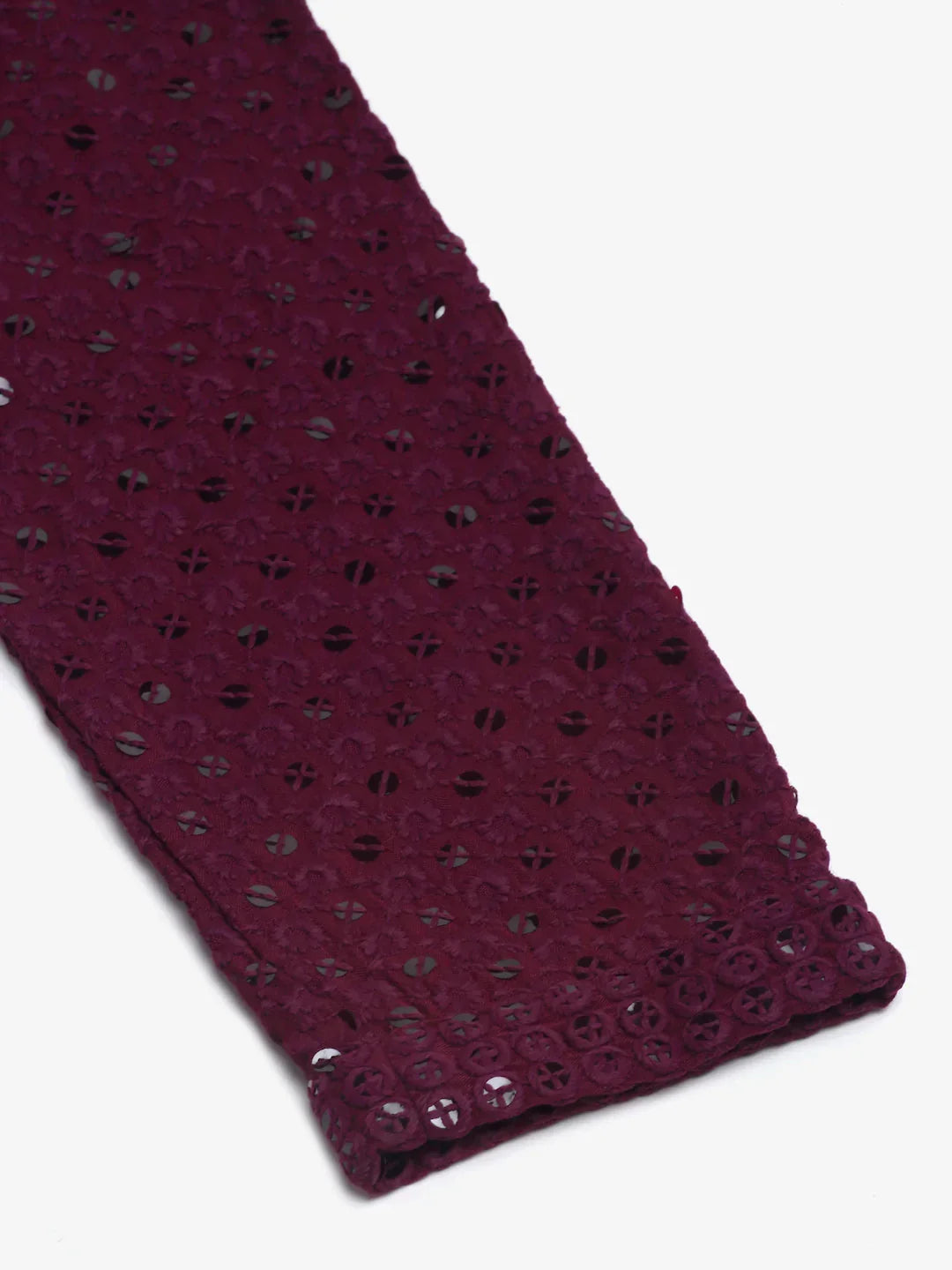 Jompers Men's Purple Chikankari Embroidered and Sequence Kurta with Churidar | Grocsy