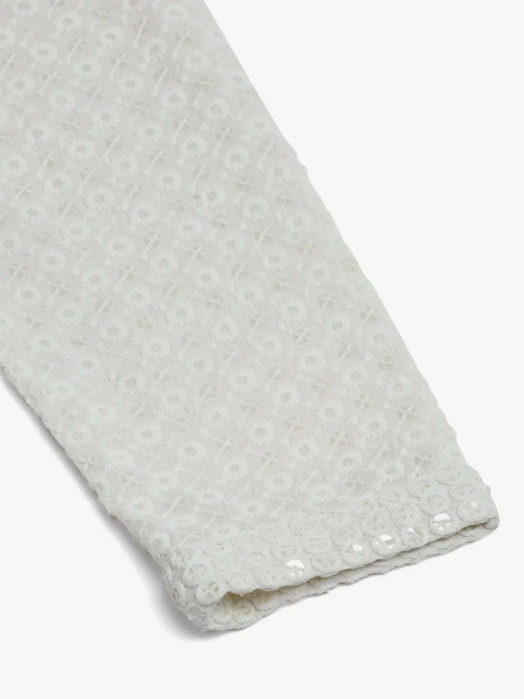 Jompers Men's White Chikankari Embroidered and Sequence Kurta with Churidar | Grocsy