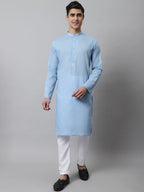 Jompers Men's Light blue Cotton Striped Kurta Payjama Sets | Grocsy
