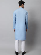 Jompers Men's Light blue Cotton Striped Kurta Payjama Sets | Grocsy
