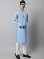 Jompers Men's Light blue Cotton Striped Kurta Payjama Sets | Grocsy