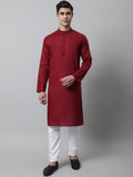 Jompers Men's Maroon Cotton Striped Kurta Payjama Sets | Grocsy
