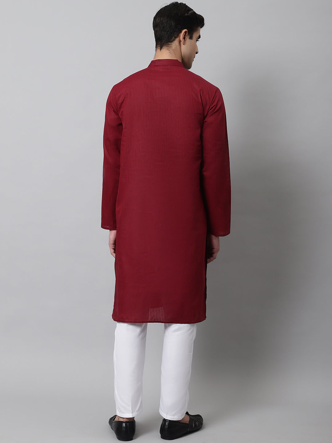 Jompers Men's Maroon Cotton Striped Kurta Payjama Sets | Grocsy