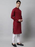 Jompers Men's Maroon Cotton Striped Kurta Payjama Sets | Grocsy
