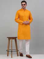 Jompers Men's Mustard Cotton Striped Kurta Payjama Sets | Grocsy