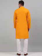 Jompers Men's Mustard Cotton Striped Kurta Payjama Sets | Grocsy
