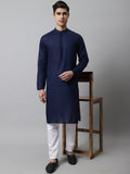 Jompers Men's Navy Blue Cotton Striped Kurta Payjama Sets | Grocsy