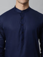 Jompers Men's Navy Blue Cotton Striped Kurta Payjama Sets | Grocsy