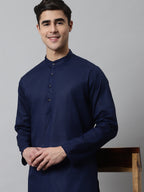 Jompers Men's Navy Blue Cotton Striped Kurta Payjama Sets | Grocsy