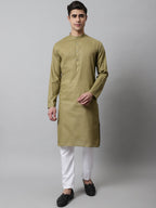 Jompers Men's Olive Green Cotton Striped Kurta Payjama Sets | Grocsy