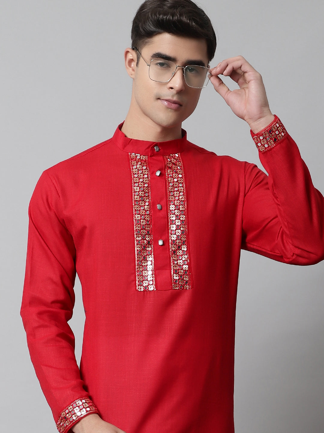 Jompers Men's Black Embroidered Kurta with Pyjama | Grocsy