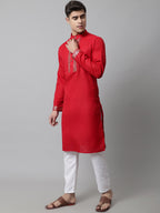 Jompers Men's Black Embroidered Kurta with Pyjama | Grocsy