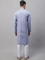 Jompers Men's Blue and White Striped Kurta with Pyjama | Grocsy