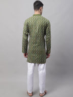 Jompers Men's Olive Green and Multi Coloured Embroidered Straight Kurta Pyjama Set | Grocsy
