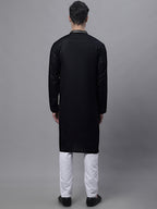 Jompers Men's Black Embroidered Straight Kurta Pyjama Set | Grocsy
